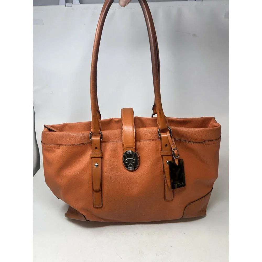 🧡Tumi Villa‎ Turin Lockable Shopper Tote Bag- Orange🧡 No Key